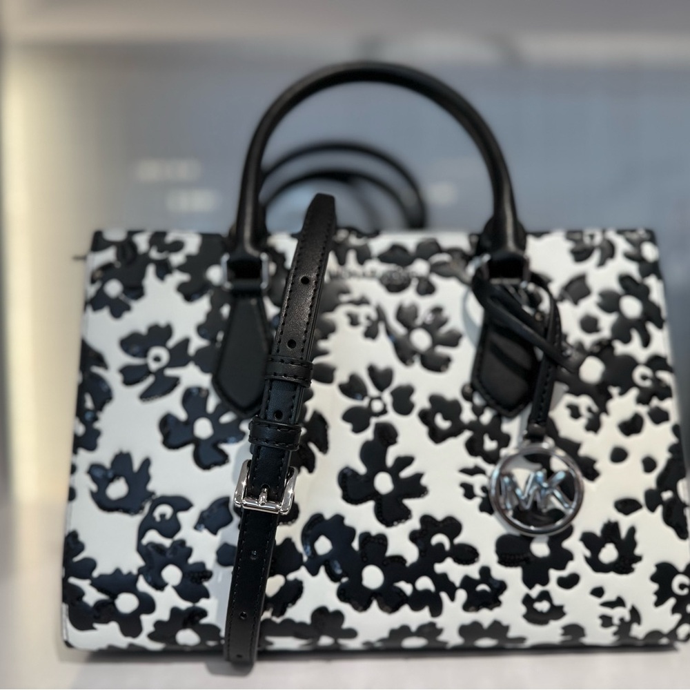 Michael Kors Black and White Floral Women's Bag